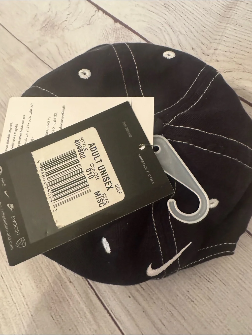 Nike Black Cap with White Swoosh and Stitching